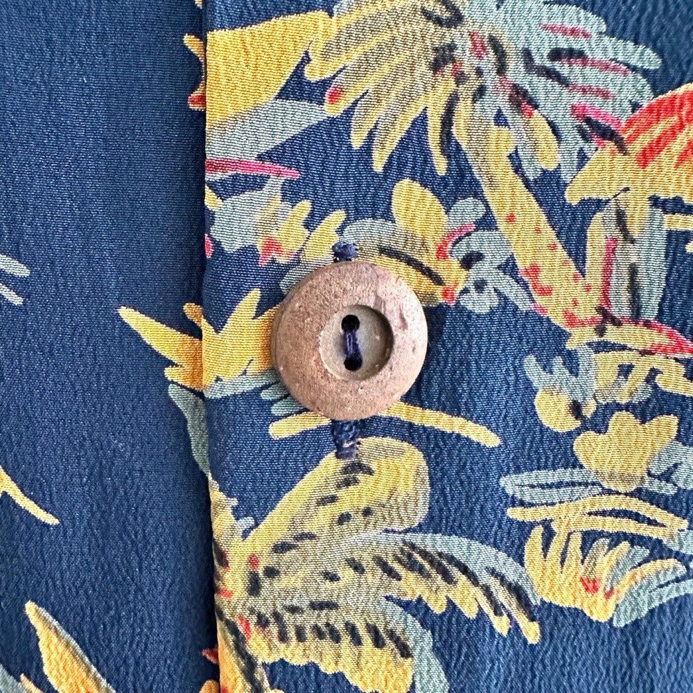 Avanti Navy/Orange Men’s Pineapple Hut Vtg Aloha Silk Button Down Shirt Medium - Picture 5 of 9